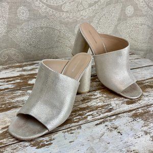 Champagne Gold Slide On Block Heel | Size 9